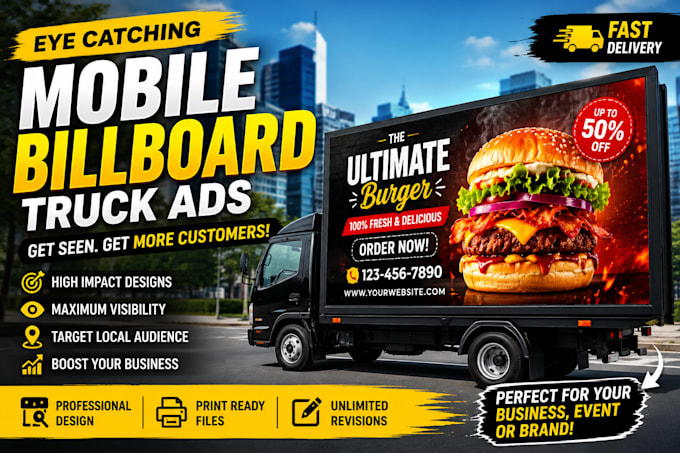 design eye catching mobile billboard truck ads