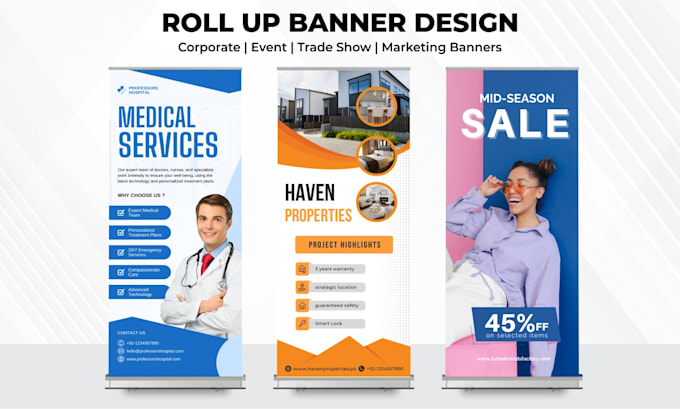 design roll up banner, retractable banner, pull up banner