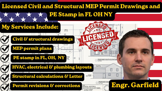 licensed structural engineer permit drawings texas california florida pe stamp