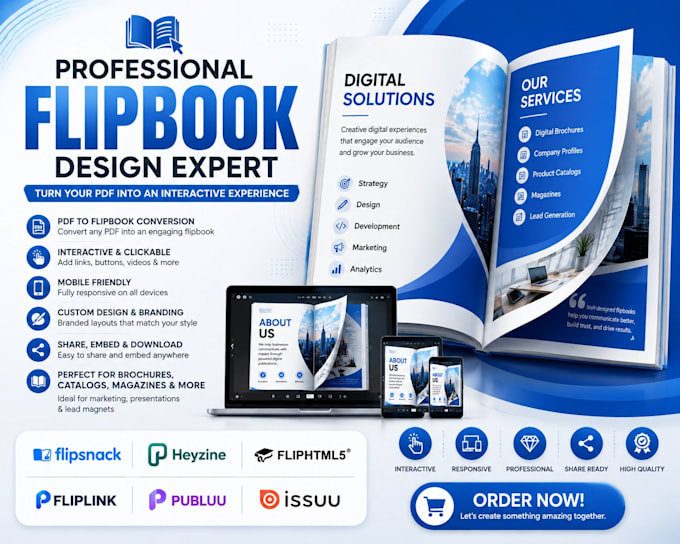 create an interactive flipbook using flipsnack, fliphtml5, heyzine and issuu