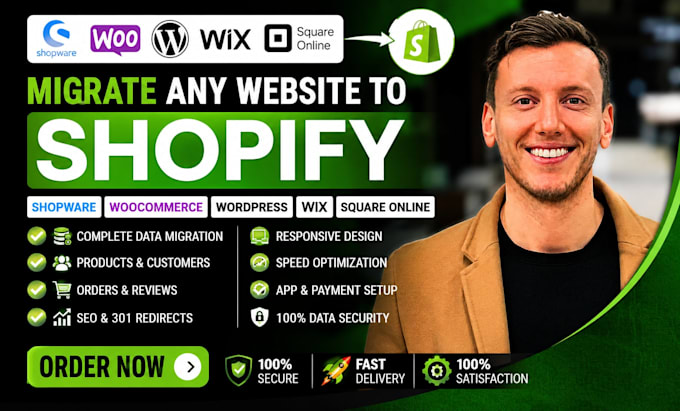 migrate shopware woocommerce to shopify wordpress wix website square online
