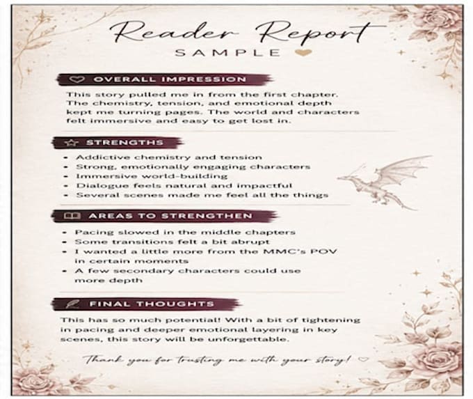 beta read your romance or romantasy manuscript