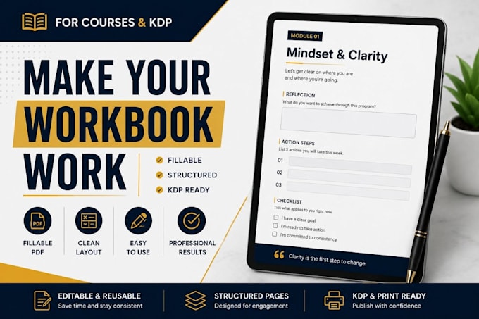 create a fillable workbook for your course or coaching program or KDP