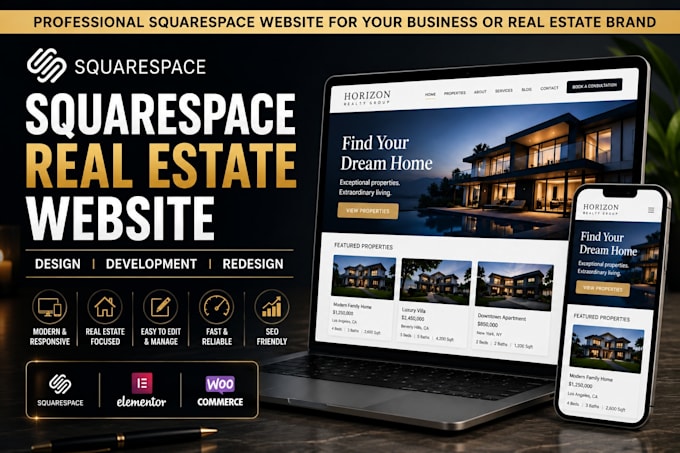do squarespace website, squarespace real estate website, squarespace development