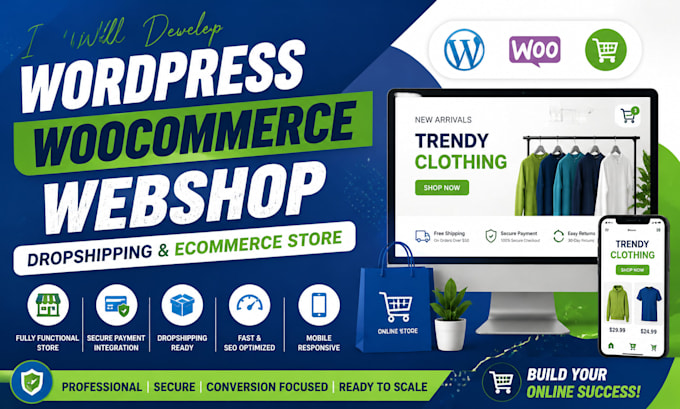 develop a wordpress woocommerce webshop dropshipping and ecommerce store