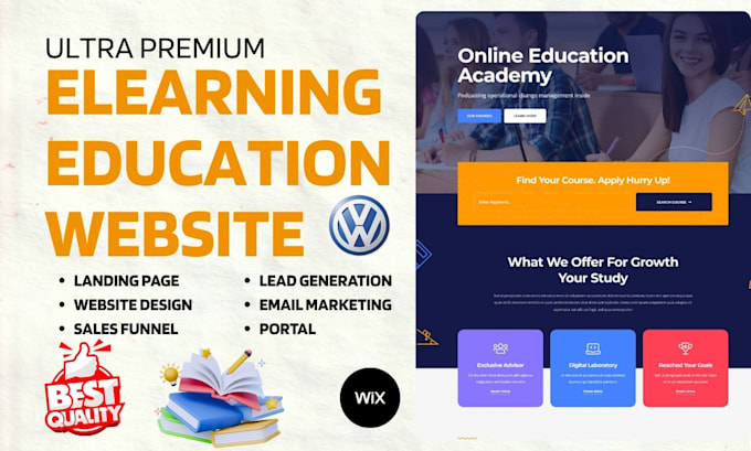 build elearning education website online course wordpress university website