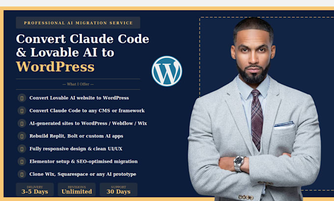 migrate claude code, lovable ai project to wordpress, webflow or any cms