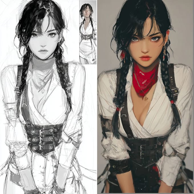 draw anime, original character art