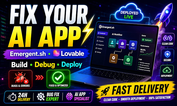 build, debug, and deploy your emergent sh app and lovable ai app professionally