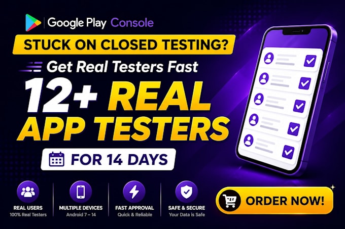 provide closed testing 12 20 testers mobile app testing 12 testers