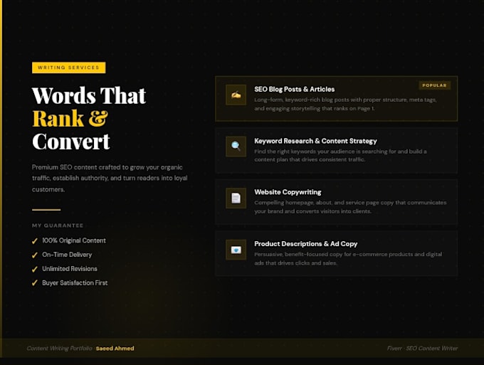 write website content and landing pages