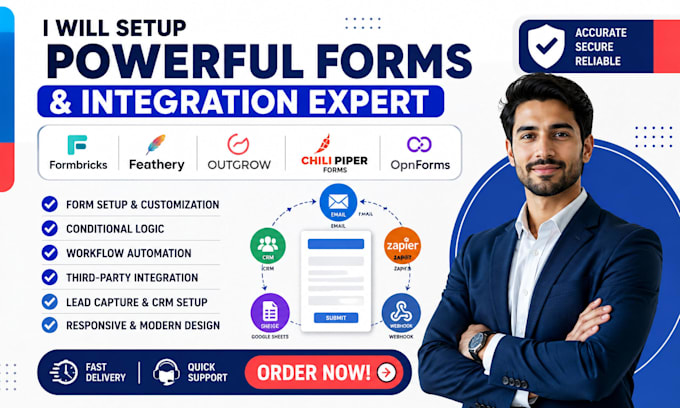 setup form bricks feathery outgrow chili piper forms  integration