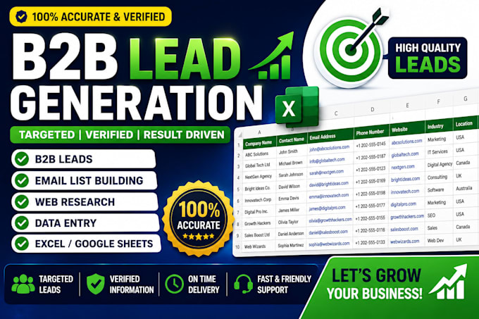 do professional b2b lead generation and data entry