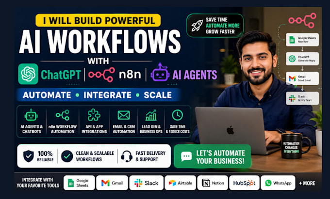 create ai automation workflow using chatgpt, n8n and ai agents