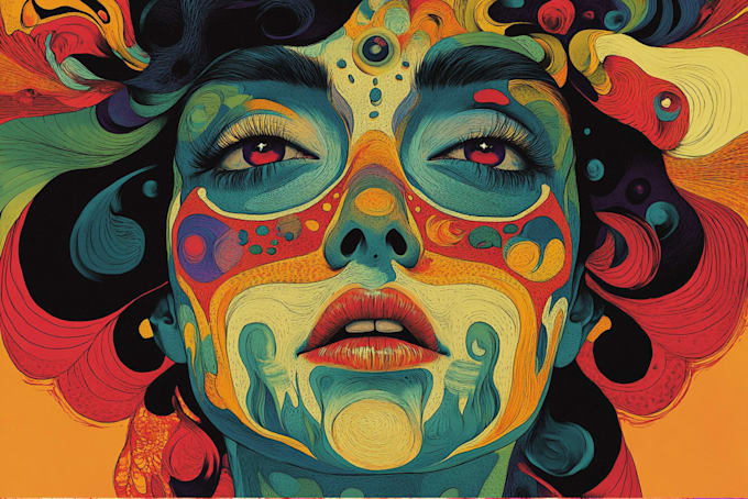 do flashy color illustration and trippy psychedelic art