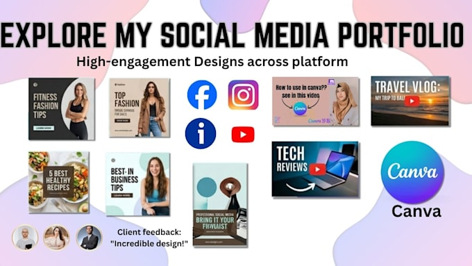 design professional social media posts and youtube thumbnails using canva
