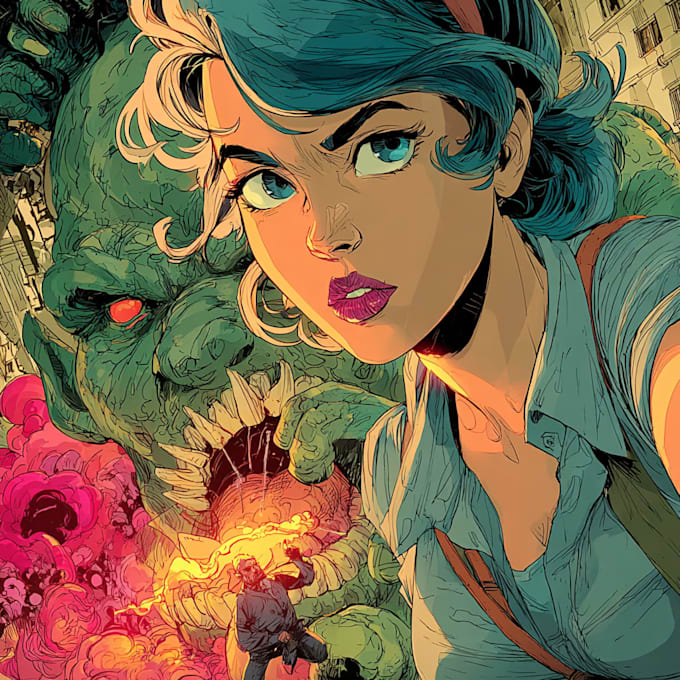 create dynamic comic book illustrations and story
