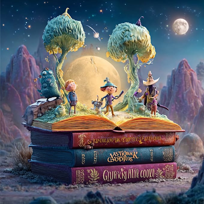 make a unique cartoon book cover design
