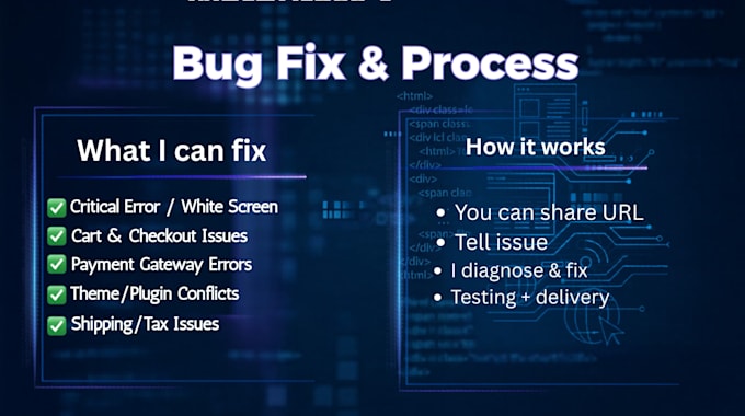 fix wordpress woocommerce bugs, errors, and critical issues