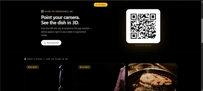 create ar VR restaurant menu with immersive 3d experience