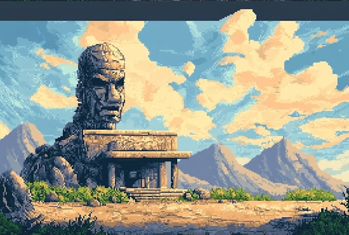 draw pixel art scene and background for your game
