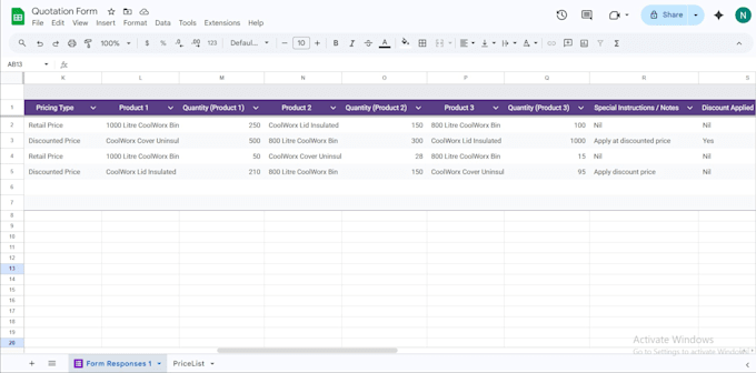 build automated quotation and pricing systems using google forms and sheets