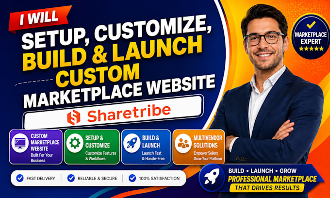 setup, customize, build and launch custom marketplace website using sharetribe