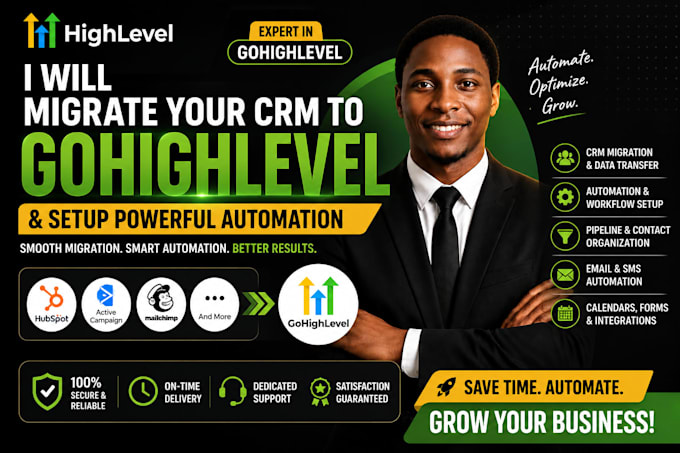 migrate CRM to gohighlevel and setup automation