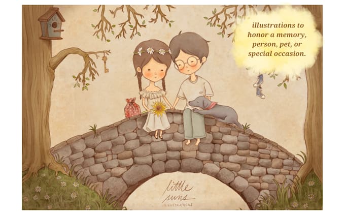 draw custom keepsake illustrations for birthdays, anniversaries, couple, family