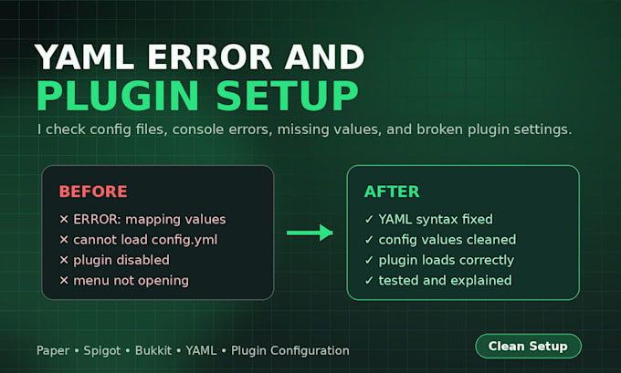 fix your minecraft server plugin config and yaml errors
