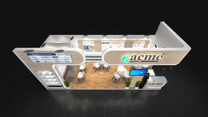 do 3d exhibition stand, 3d trade booth,  stall, virtual booth, 3d kiosk design