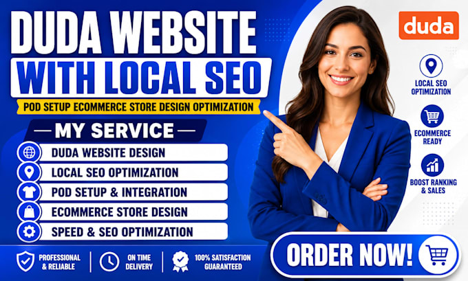 create duda website with local seo pod setup ecommerce store design optimization