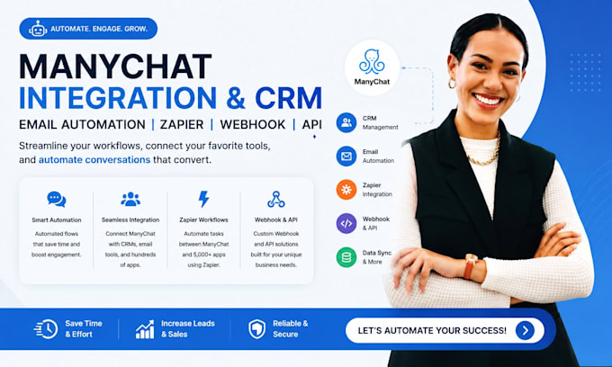 manychat integration crm email automation zapier webhook api