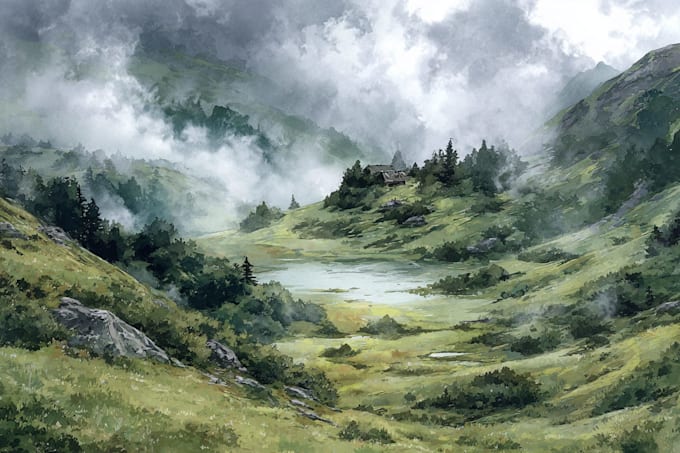 paint landscapes in watercolor