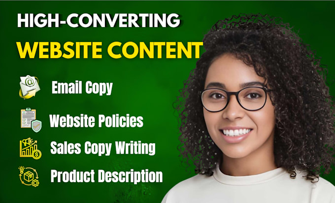 write SEO website copy, policies, sales pages  product description