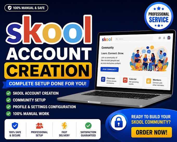 do skool community setup, course upload, and platform customization