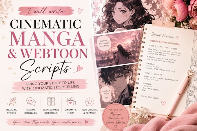 write cinematic superhero manga and webtoon scripts for your comic story