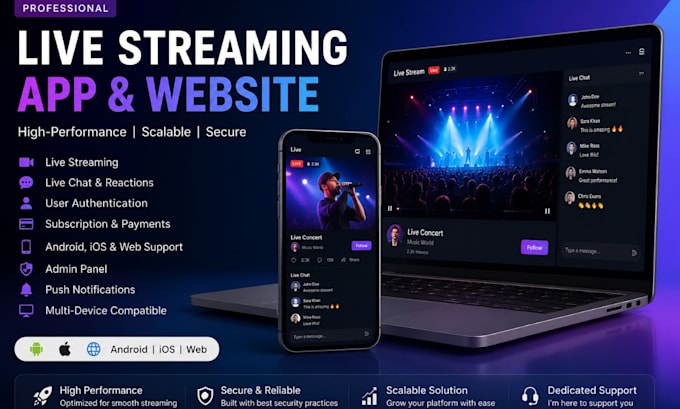 develop live streaming app, video streaming app, live streaming website ios app