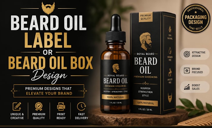 design beard oil label or beard oil box design