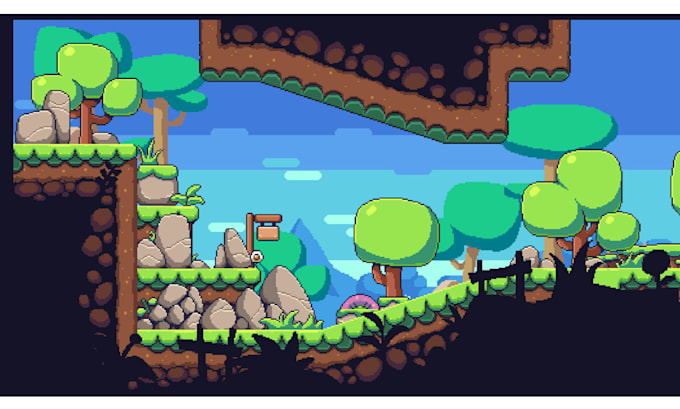 create stunning 2d game environment and pixel art background