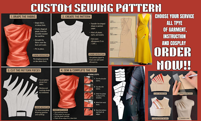 create sewing pattern and sewing instruction PDF for clothing brand and etsy
