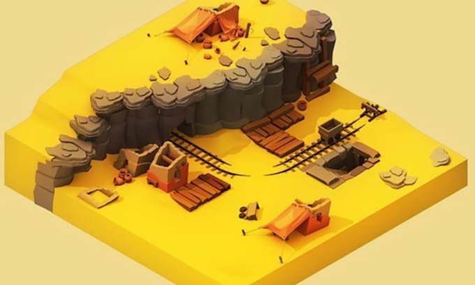 create low poly 3d models for games, assets and environments