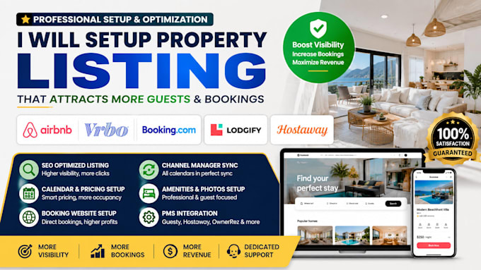 setup and optimize airbnb lodgify vrbo guesty hostaway listing