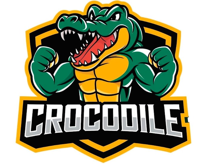 draw awesome crocodile mascot logo with express deliver