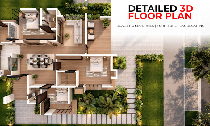 convert your 2d floor plan into a realistic 3d floor plan
