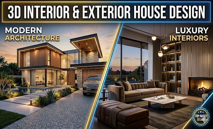 design 3d interior and exterior house rendering with architectural visualization