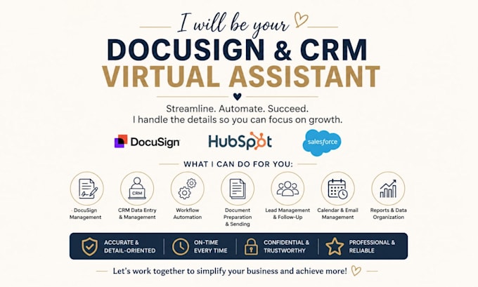 be your docusign and CRM virtual assistant