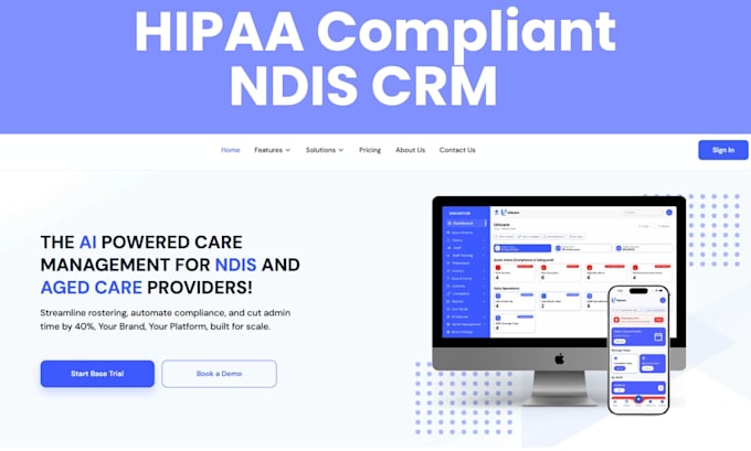 create hipaa ndis compliant healthcare website saas web app software developer