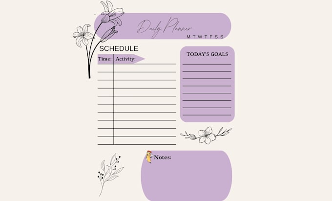 design aesthetic daily planner printable