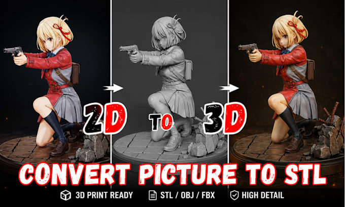Covert 2d to 3d model from sketch photo logo image to stl for resin ...